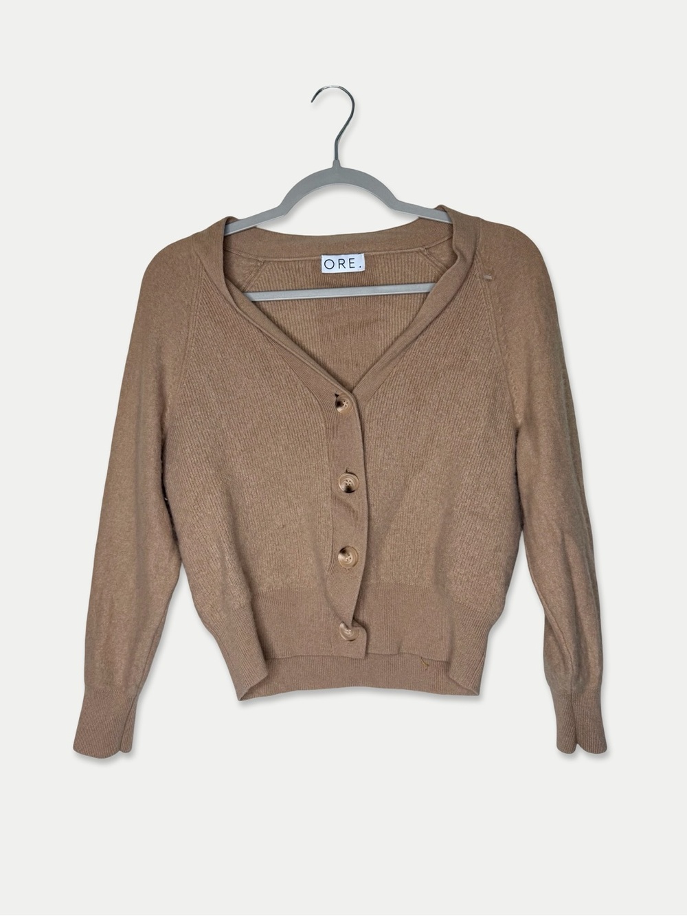 ORE Cardigan Sweater Small Camel Wool Cashmere Pre-Owned